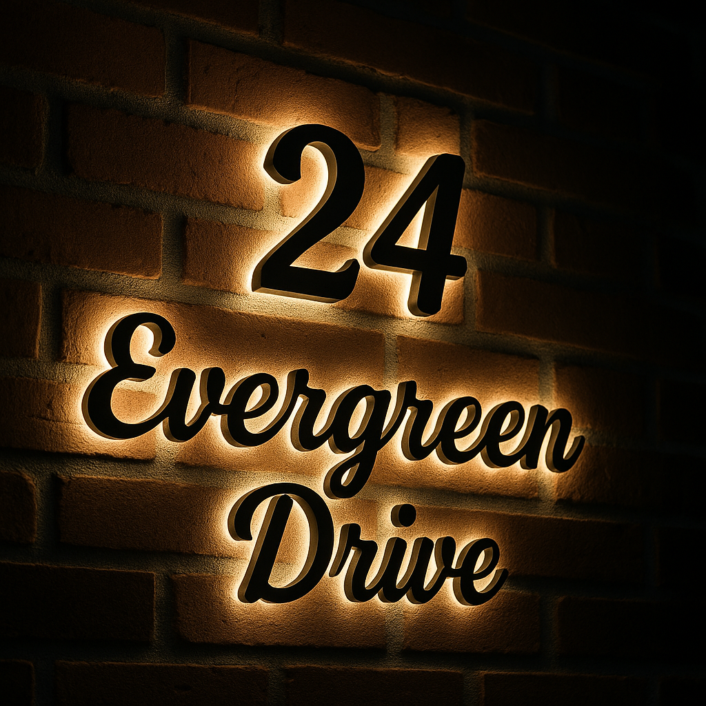 Colonial home with bright address sign